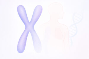 Ilustrație cu cromozomi X, dintre care unul estompat, simbolizând sindromul Turner (monosomia X)